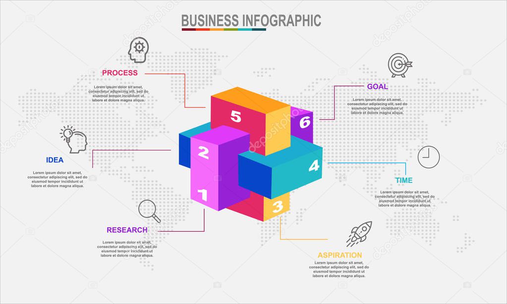 3D Infographic Elements modern template vector can be used for workflow layout Business data visualization. Creative concept for infographic - Vector