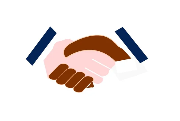 Hand schudden tussen een witte en een gekleurde zakenman — Stockfoto