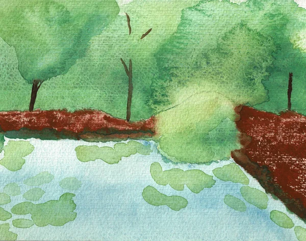 Chinese Garden, Water Colors Painting