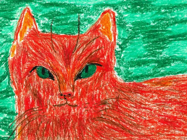 แมวสีส้ม, ภาพวาดดินสอตะกั่ว — ภาพถ่ายสต็อก