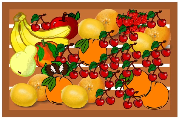 Caixa com Frutos Saudáveis Frescos — Fotografia de Stock