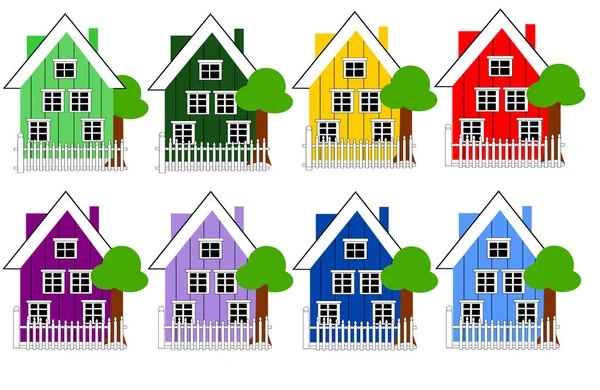 Set of Colored Houses in the Same Style — Stock Photo, Image