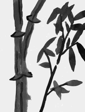 Bambu Ağacı, El Çizilmiş Mürekkep Çizimi