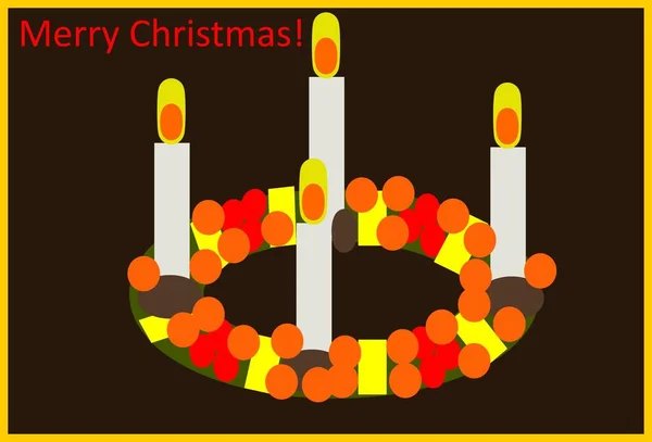 Kelimeler Merry Christmas ile Advent Çelenk