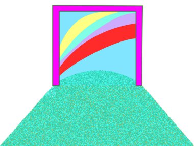 Gökkuşağı ve Yaprakları Ile Pencere Bir Odaya Düşüyor