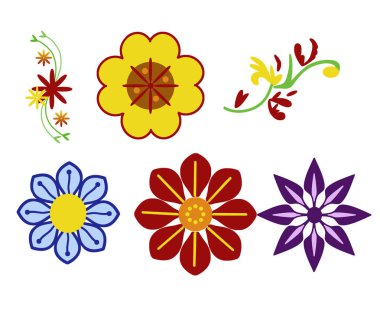 Izole Beyaz Arka Planda Fantezi Çiçekler