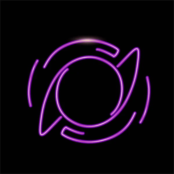 Neon icon on a black background. Imitating the shape of a galaxy. Suitable for printing on t-shirts, backgrounds, etc.