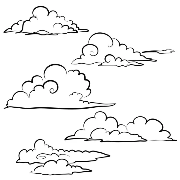 Nuvens Torcidas Abstratas Perto Estilo Oriental Ilustração Vetorial Desenhada Mão — Fotografia de Stock