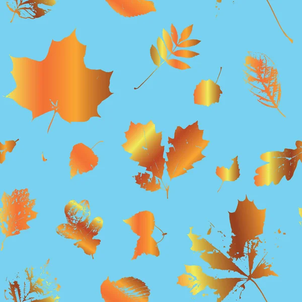 Золотые осенние листья на фиолетовом фоне . — стоковый вектор