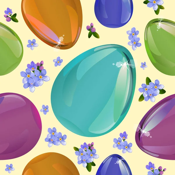 Seamless texture. Colored glass eggs. — Stock Vector