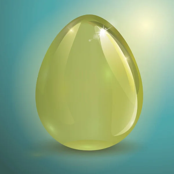 Huevo de Pascua de cristal transparente verde con sombras . — Vector de stock