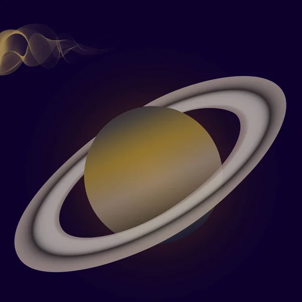 Karanlık Bir Arka Planda Elle Çizilmiş Satürn Gezegeni Broşürlerde Afişlerde — Stok Vektör