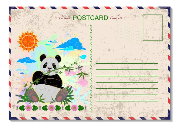 带熊猫的贺卡 用于邮购图解 — 图库照片