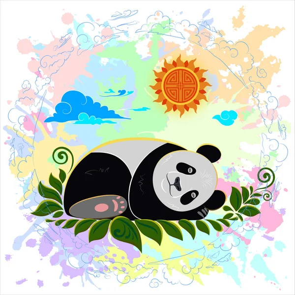 Lindo Panda Duerme Hierba Tomando Sol Diseño Ropa Bolsos Paquetes — Foto de Stock