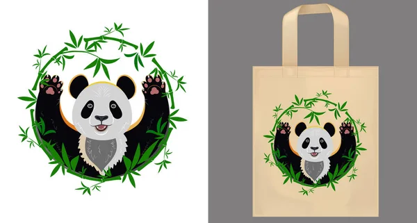 Diseño de bolsa con panda — Vector de stock