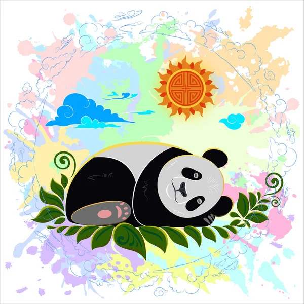 Panda en el fondo de manchas — Vector de stock