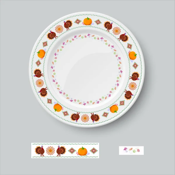 Gekleurde kalkoen en pompoen typografie ornament voor Thanksgiving dag — Stockvector
