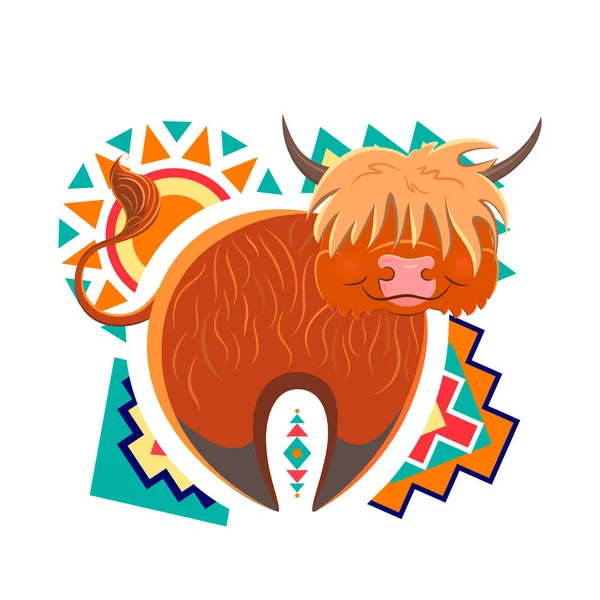 Um touro escocês de cabelo comprido. Para qualquer projeto — Vetor de Stock