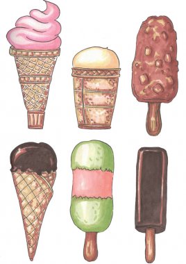 beyaz arka plan üzerinde dondurma seti