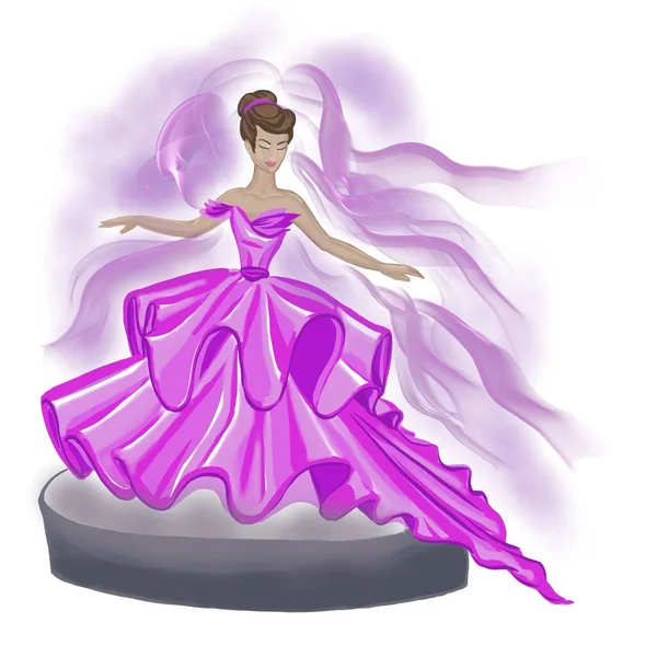 Dama w fioletowej sukni balowej — Zdjęcie stockowe