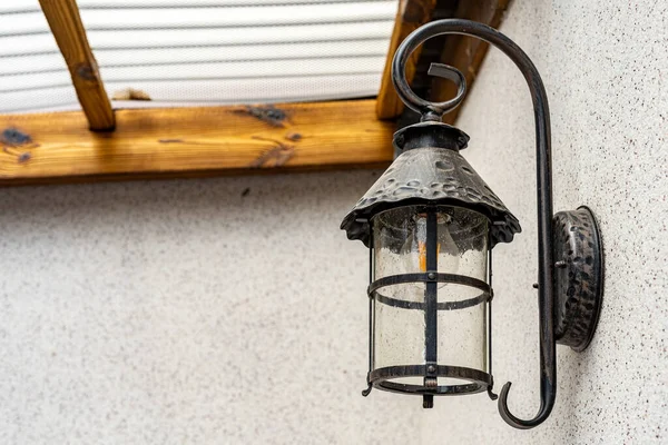 Lampa Stylu Vintage Lampa Jest Przymocowana Ściany Lampa Jest Czarna — Zdjęcie stockowe