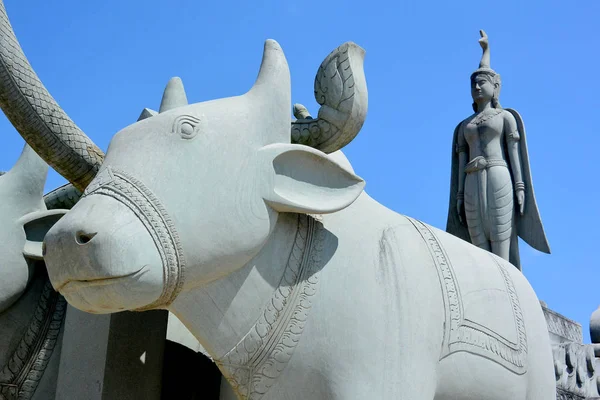 Mythological heavenly goddess rules a buffalo cart