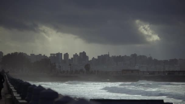 Alexandrie Égypte 03102018 Nuages Menaçants Vent Pluie Alexandrie — Video