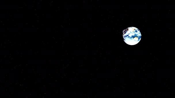 Beweging Van Aarde Rond Zon Met Maan Veel Sterren Achtergrond — Stockvideo