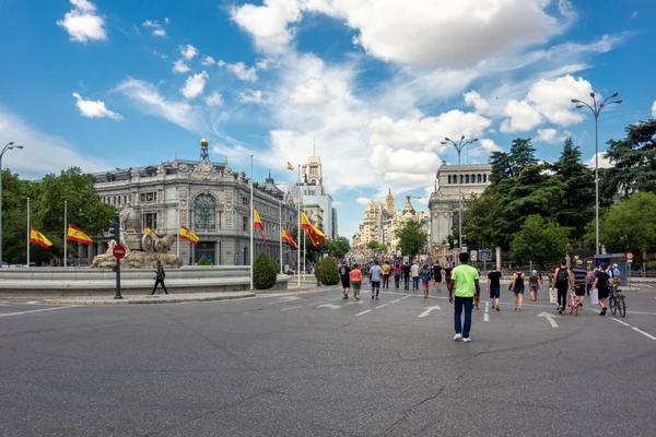Plaza Cibeles Madrid Spagna Dopo Aver Superato Proteste Sulla Questione — Foto Stock