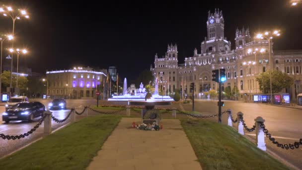 Madrid Spanya 2020 Covid Kurbanlarının Anısına Yapılan Plaza Cibeles Spanya — Stok video