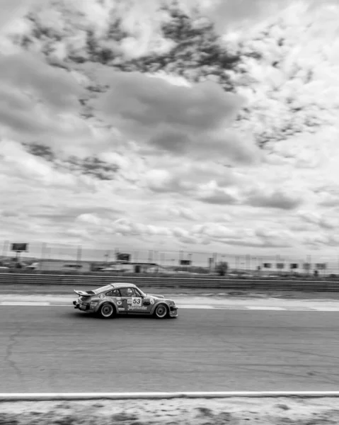 Circuit Jarama Madrid Spain April 2016 Black White Picture Porsche — Stock Photo, Image