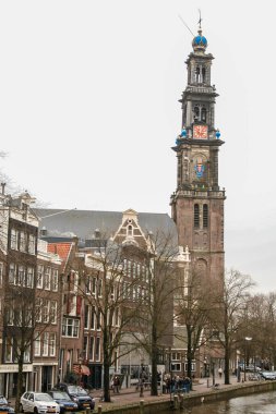 Amsterdam, Hollanda, 01 / 19 / 2008; Westerkerk (Batı Kilisesi) Rembrandt ve oğlunun mezarının bulunduğu Hollanda 'nın en önemli Protestan kilisesi