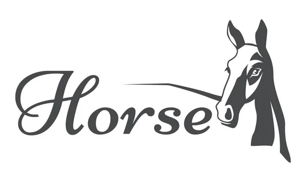 Sílhueta Vetor Uma Cabeça Cavalos Ilustração Estilizada Emblema Monocromático — Vetor de Stock
