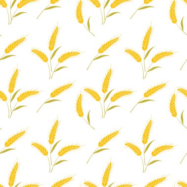 Vektör Dikişsiz desen illüstrasyon kulakları buğday. El fırın arka plan çekilmiş. Tam tahıl, ekmek paket, ekmek ürünler doğal, organik arka plan.