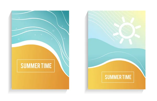 Hermosas tarjetas de horario de verano, carteles, volantes, invitaciones a fiestas . — Vector de stock