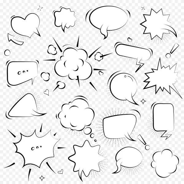 Speech bubbles. Thinking and speaking clouds with halftone. Set of comic. Vector Illustration and graphic elements — Stock Vector