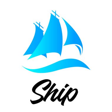 Deniz aracı. Grafik ve web tasarımı için beyaz arka plan üzerinde gemi simgesi. Basit vektör işareti. İş logosu yat dalgalar modern basit yüzen. Yelkenli Yat Logosu.
