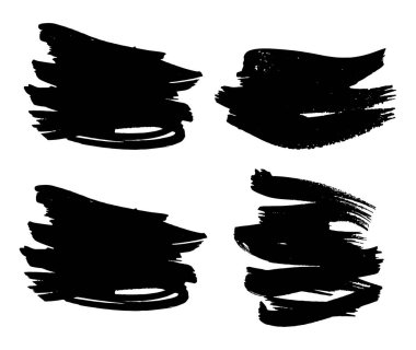 Elle çizilmiş fırçalar ve tasarım öğeleri kümesi. Vektör siyah boya, mürekkep fırça darbesi, fırça, çizgi veya doku.