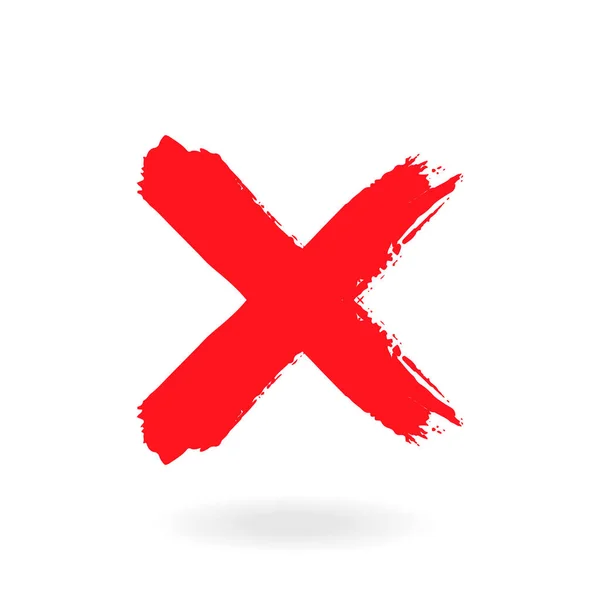 Kreuzzeichenelement. rotes Grunge x Symbol, isoliert auf weißem Hintergrund. Grafikdesign markieren. Schild im Grunge-Stil abgelehnt. — Stockvektor