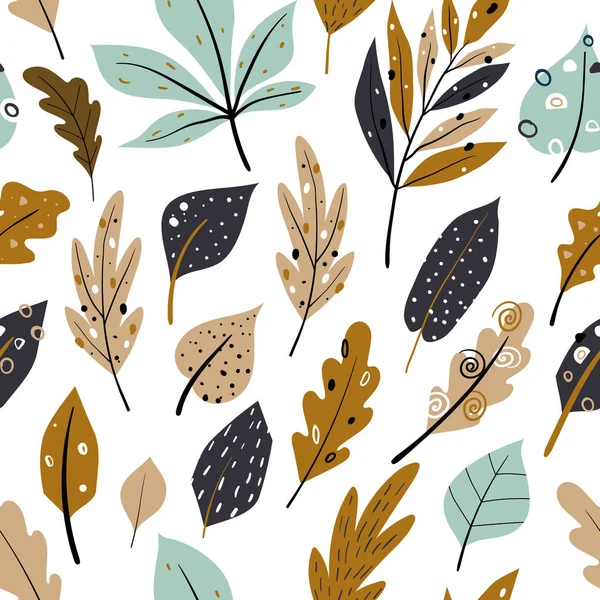 오렌지, 베이지, 브라운, 옐로우의 가을 참나무 잎과 매끄러운 패턴. — 스톡 벡터