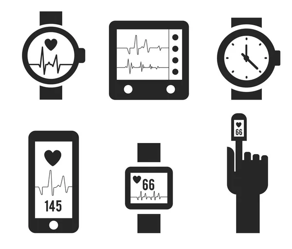 Smart Watch en heartbeat-lijn logo sjabloon. Pulse vector ontwerp. Horloge logo. — Stockvector