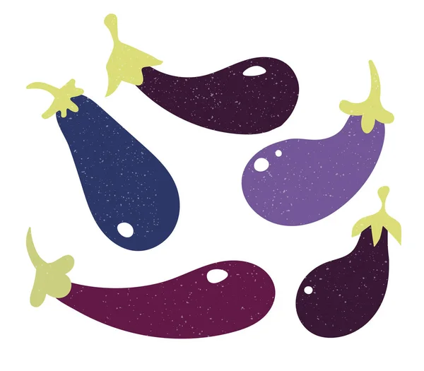 Set van filet aubergine in platte stijl en geïsoleerd op witte achtergrond. — Stockvector