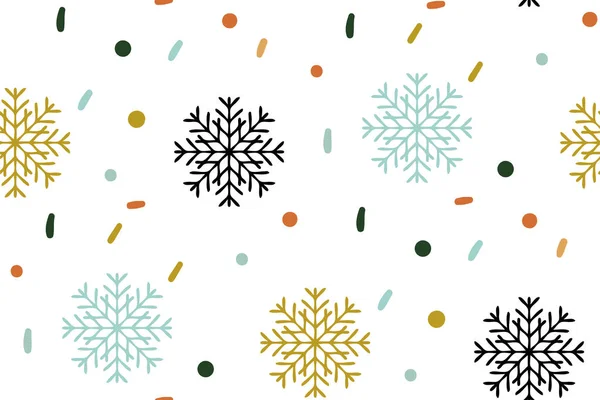 クリスマスシームレスなパターン。白い背景の雪片模様. — ストックベクタ