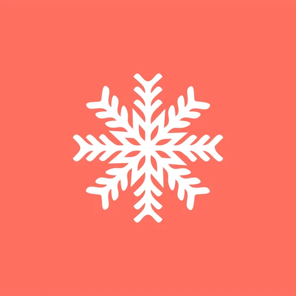 Fehér hópehely egy piros háttér. hópehely ikon. előjellel. Karácsony és tél téma. Egyszerű lapos illusztráció fehér háttérrel. — Stock Vector