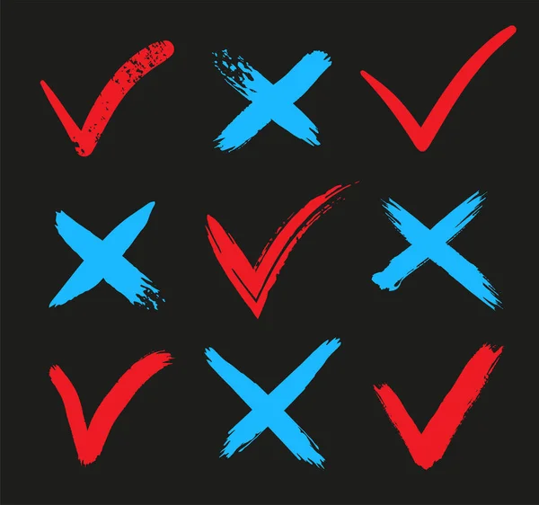 Markierung ok und x Symbole. Ja oder Nein akzeptieren und ablehnen Symbol. — Stockvektor