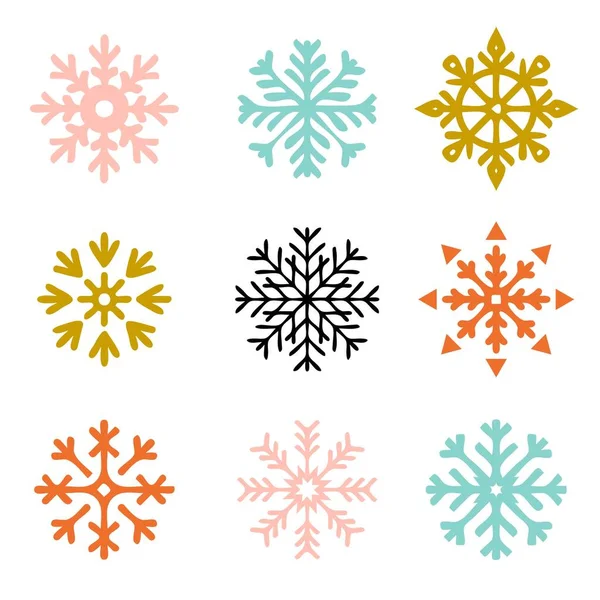 Set di fiocchi di neve vettoriali. Anno nuovo e simbolo invernale per stampa, web, design, decorazione . — Vettoriale Stock