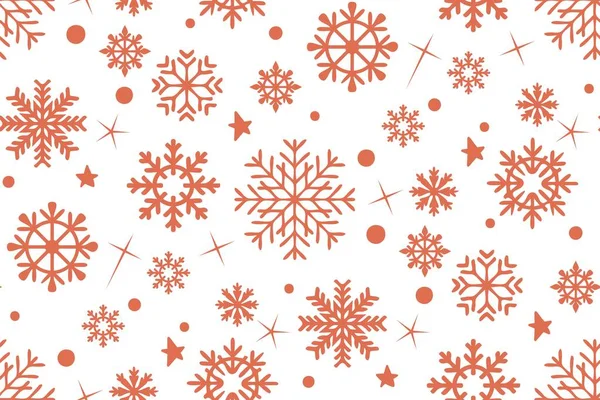 白い背景に赤い雪片とシームレスなパターン. — ストックベクタ