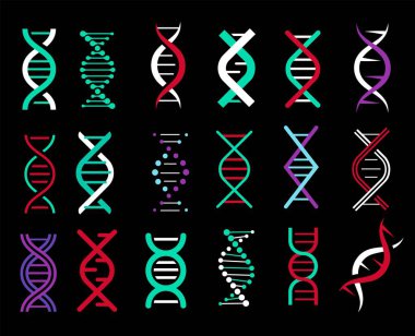 DNA, genetik belirti, elementler. DNA Sembolünün piktogramı izole edildi.