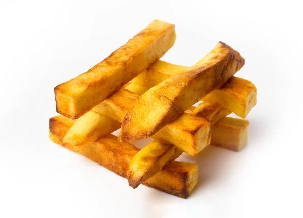 Pommes Frites Vit Bakgrund Isolat — Stockfoto