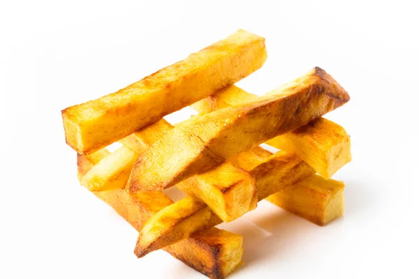 Pommes Frites Vit Bakgrund Isolat — Stockfoto